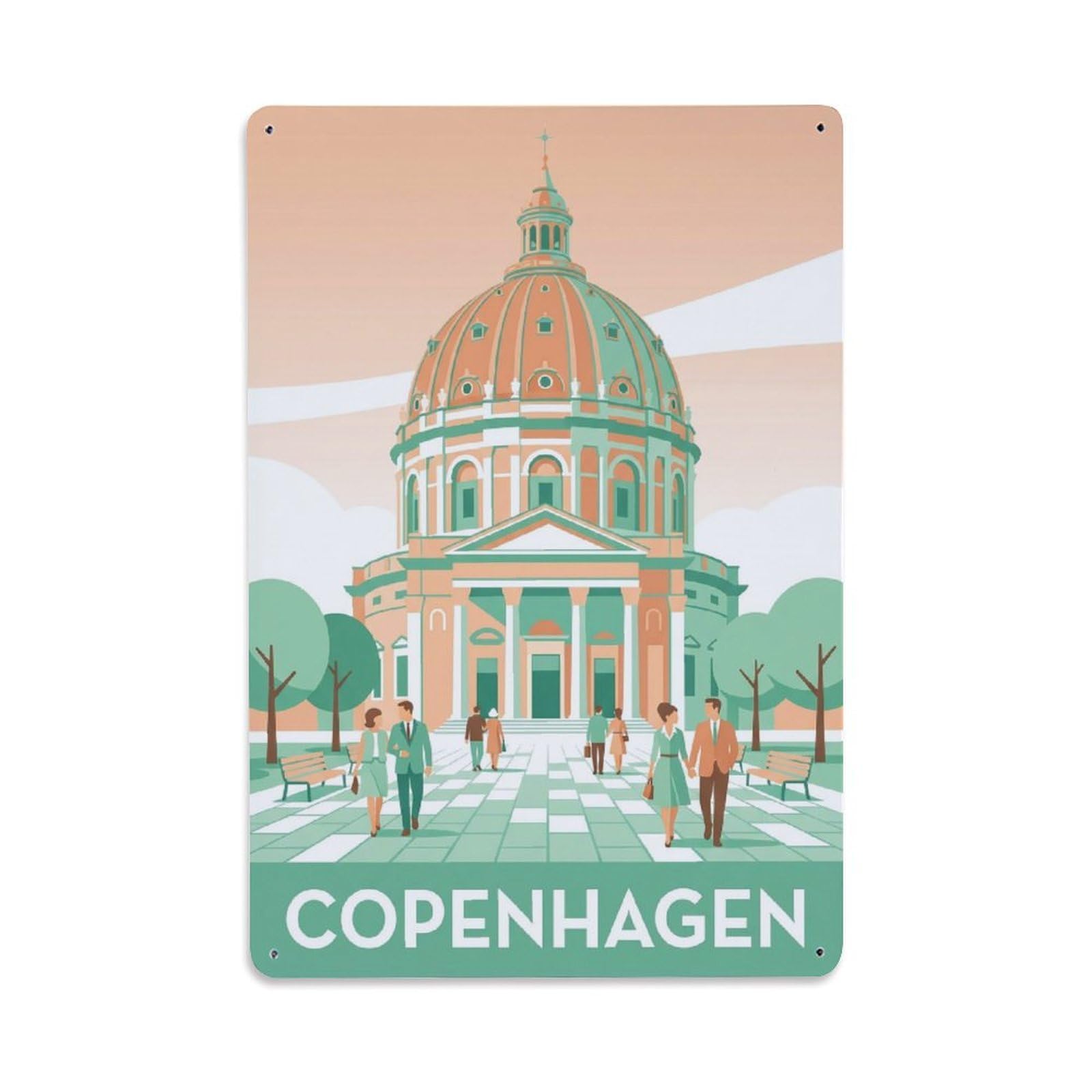Este 8X12inch Style Vintage Travel Copenhagen Denmark Getaway Metal Tin Sign