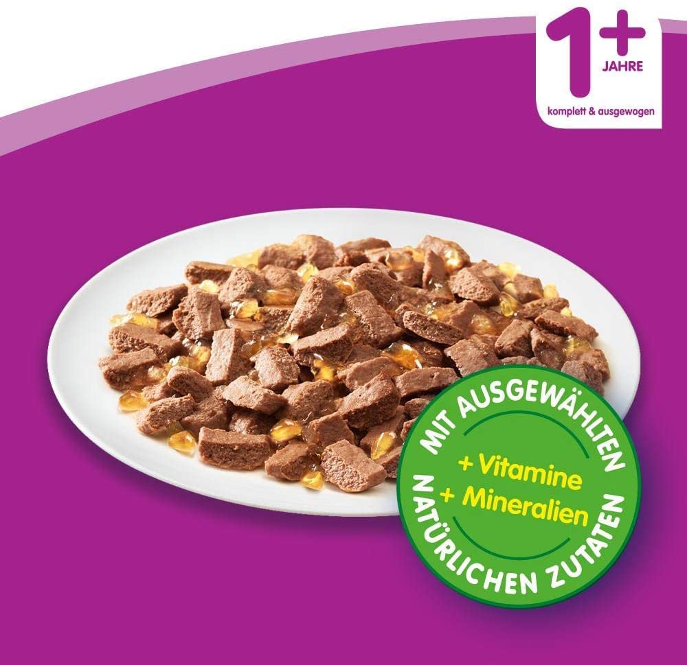 Whiskas Katzenfutter 1+ für erwachsene, verschiedene Sorten, 84 Portionsbeutel (84 x 100 g)
