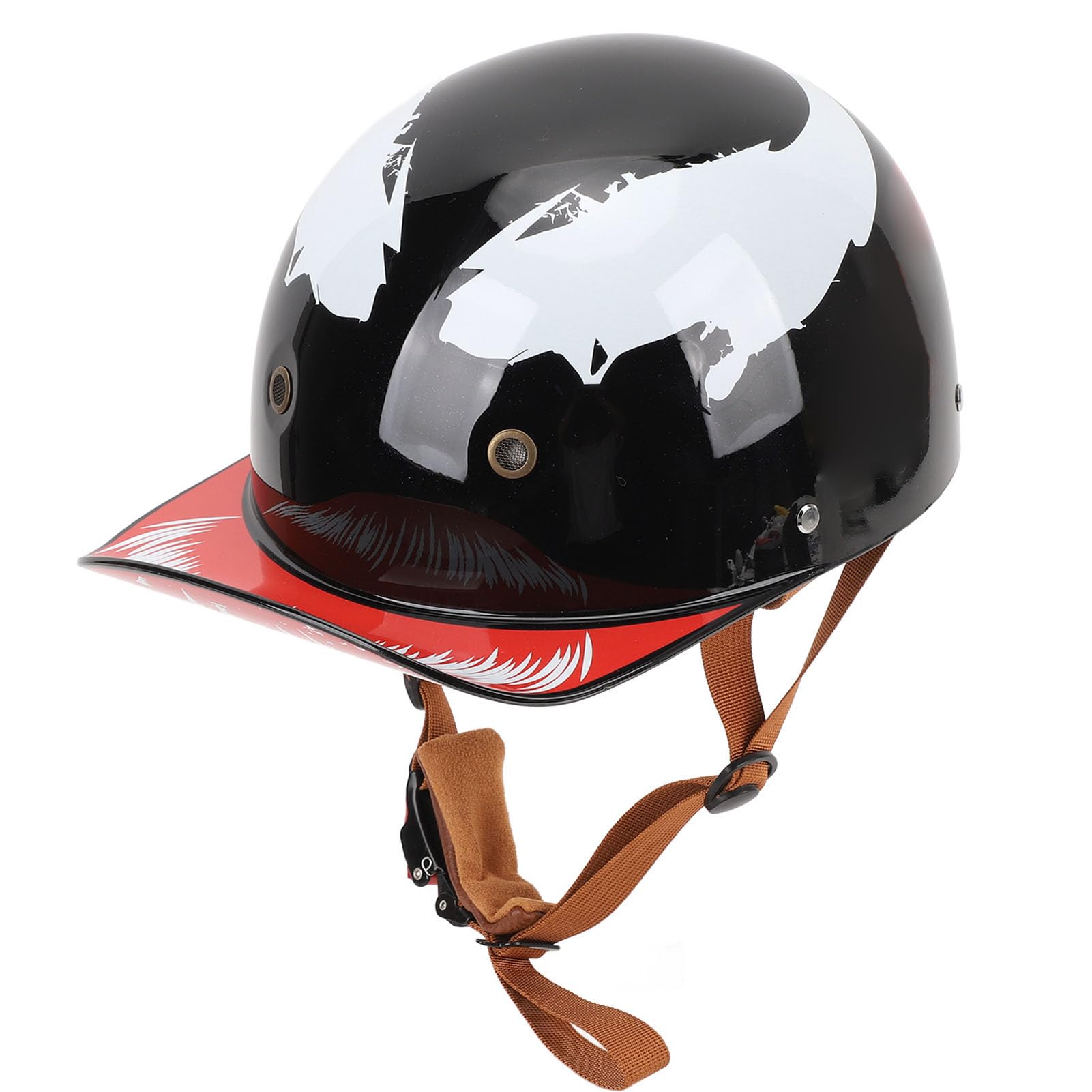 CHICIRIS Czapka z Daszkiem Motocyklowy, Pół w Stylu Retro Lekka Skorupa ABS z wyściółką EPS, z Regulowanym Paskiem Podbródkowym i Wizjerem, dla Dorosłych Mężczyzn, Kobiet, Nastolatków (XXL)