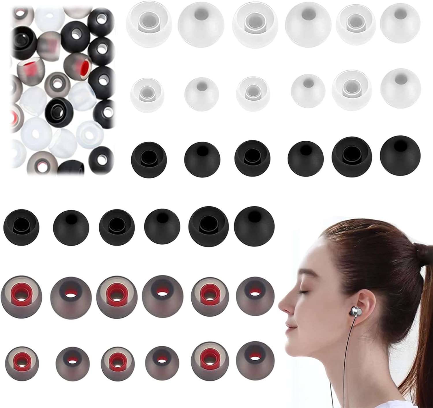 Wireless Earphone Rubber Bit,Earphone Inserts Spare Ear Bud Rubber Bits