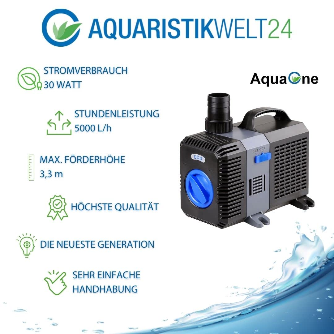 Aquaristikwelt24 CTP de 5000 Acuario & Motor Eco Bomba para Estanque (30 W 5000 L/h bomba de extracción, Bomba, Bomba de acuario bajo consumo.