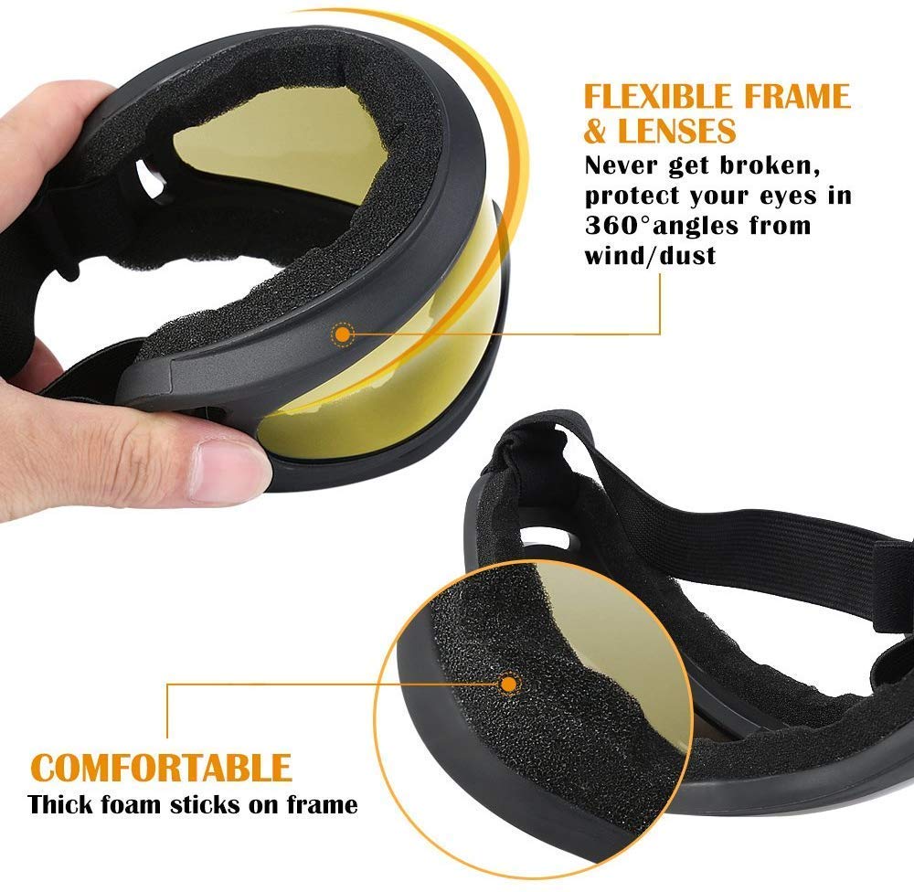 GUSTAVE® Uv400 Windproof X400 Goggles Motorcycle Glasses for Outdoor Riding (Yellow) - Image 3 thumbnail
