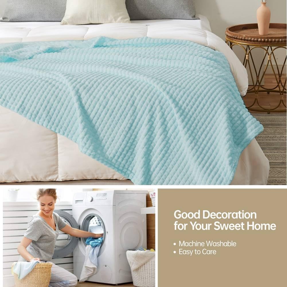 Simple&Opulence Mint Green Throw Blanket for Couch-Super Soft Fluffy Blankets for Women 50x70 Inches Cozy Lightweight Fleece Blanket for Home Decor - Image 5
