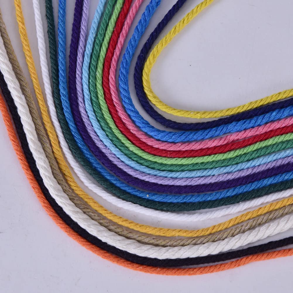 Buntes Baumwollseil, 2/3/4 mm Schnurschnur, Faden zum Selbermachen, Basteln, geflochtene gedrehte Baumwollschnur für Party, Hochzeit, Dekoration, Farbe 03,4 mm, 50 m