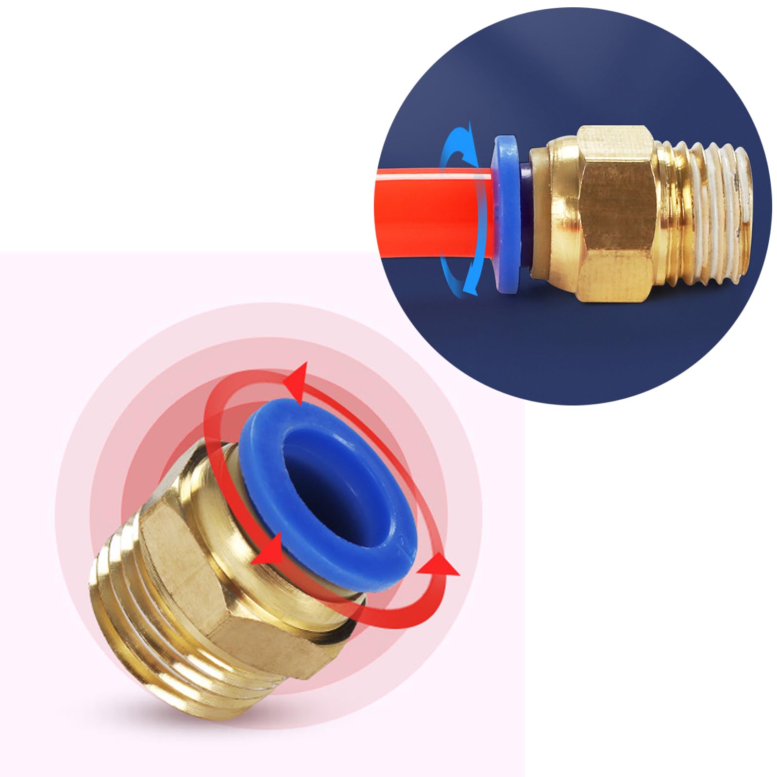 Raccordo a Innesto 1/4" 1/8" 3/8" 4mm 6mm 8mm 10mm Pneumatico Filettatura Maschio a Sgancio Rapido per Aria Industria Automatica 10 Pezzi (10 mm 1/4")