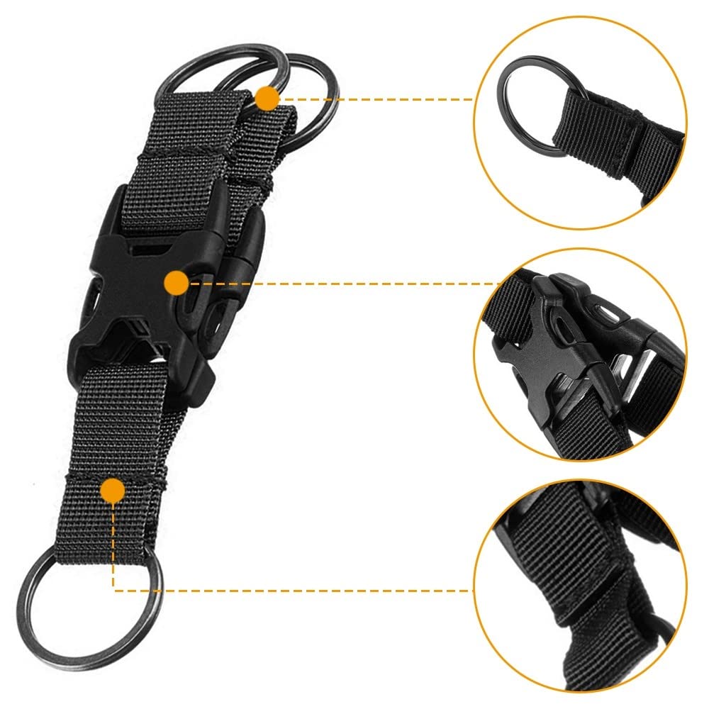 MiOYOOW 3 Fibbie Tattiche In Nylon Con Moschettone – Multifunzione, Leggere E Resistenti, Per Agganciare Borracce, Chiavi E Attrezzatura Outdoor (Nero/Verde/Cachi)