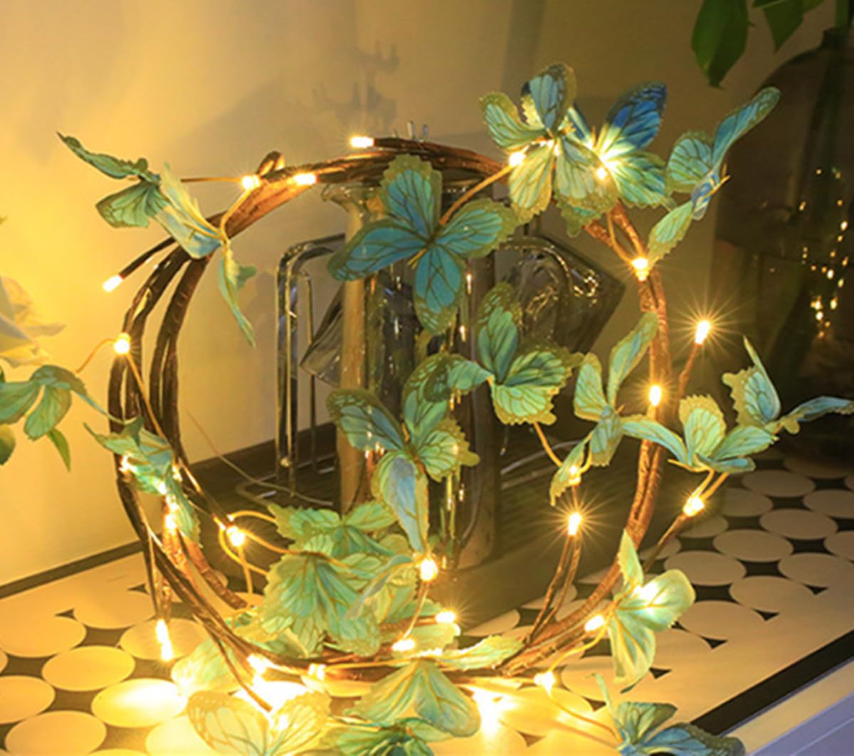 Willow Vine Lights, Luci di stringa di Natale a LED, Luci a batteria dei rami pieghevoli con timer 8 modalità per la decorazione natalizia della casa della parete (Blu 36LED)