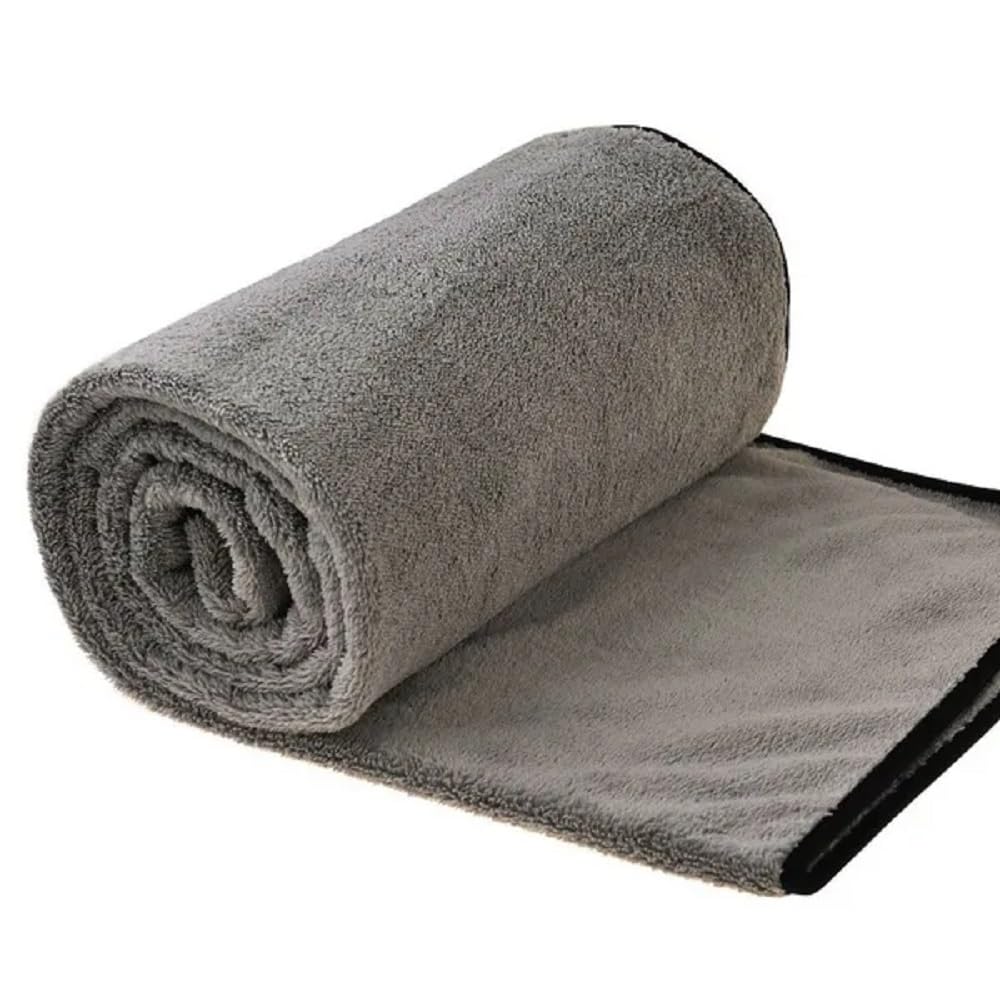 Auto Hub Big Size- 90 X 60cm Microfiber Cloth for Car - Ultra Soft - Suede Edges & Dual Sided Microfiber Cloth - Lint & Streak Free Car Cleaning Cloth - Multipurpose Car Wash Cloth for Drying-1pc,Grey
