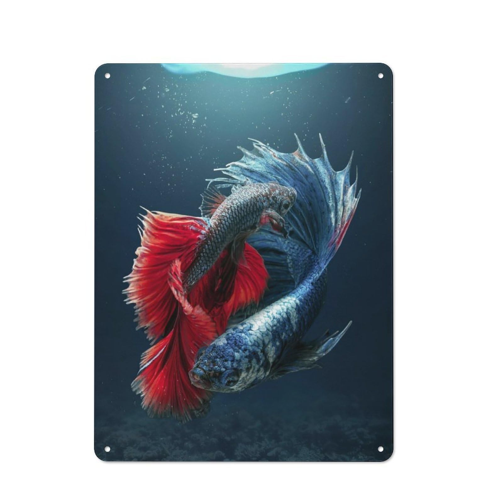 Junmoney Betta Meets Jellyfish Retro Metal Plaque 40X30cm Featuring For Garage Wall, A Winter Wall Decor Update For Workshop Decor Fans