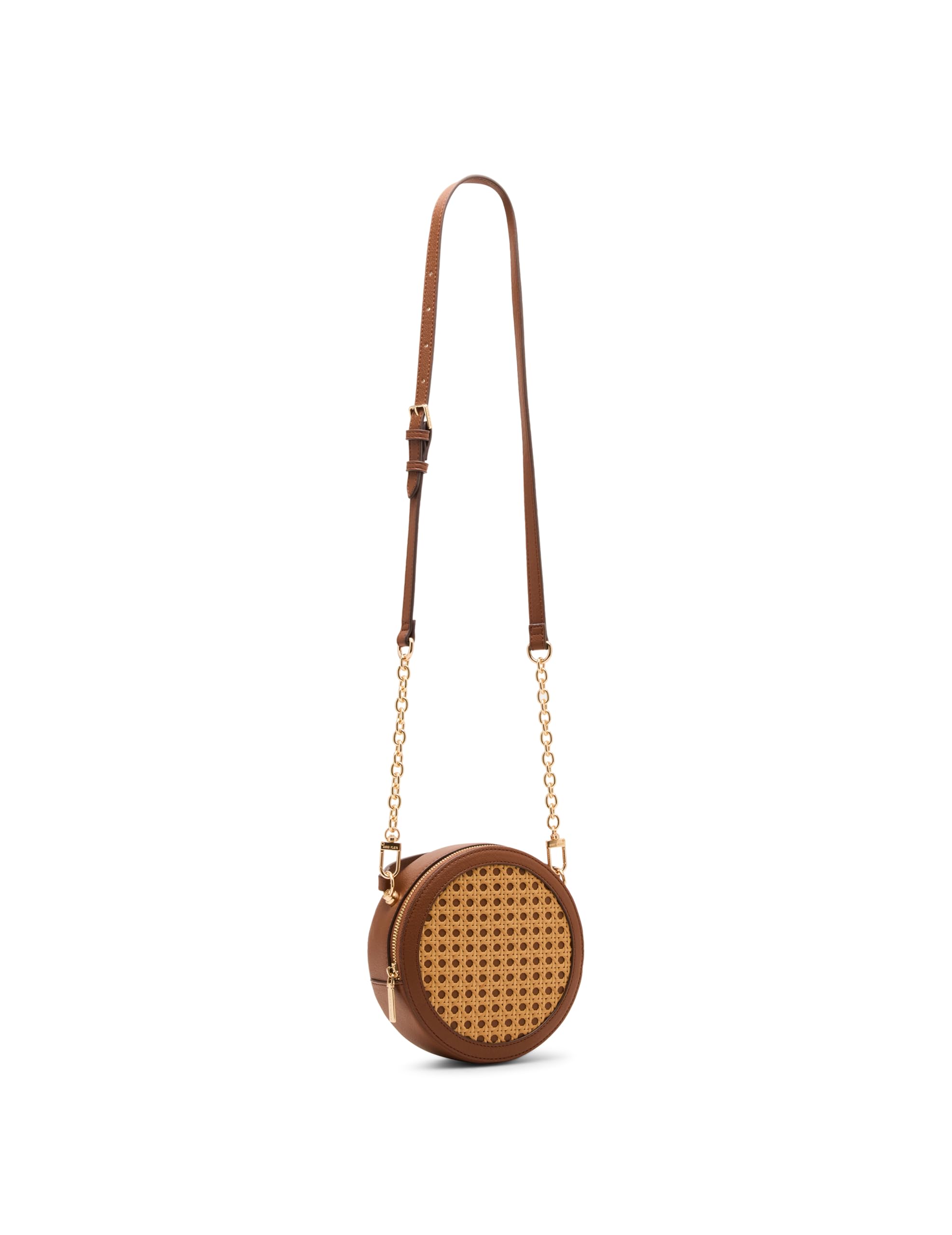 Anne Klein Womens Caning Circle Bag, Natural/Chestnut, Bandolera para Mujer, marrón, Small