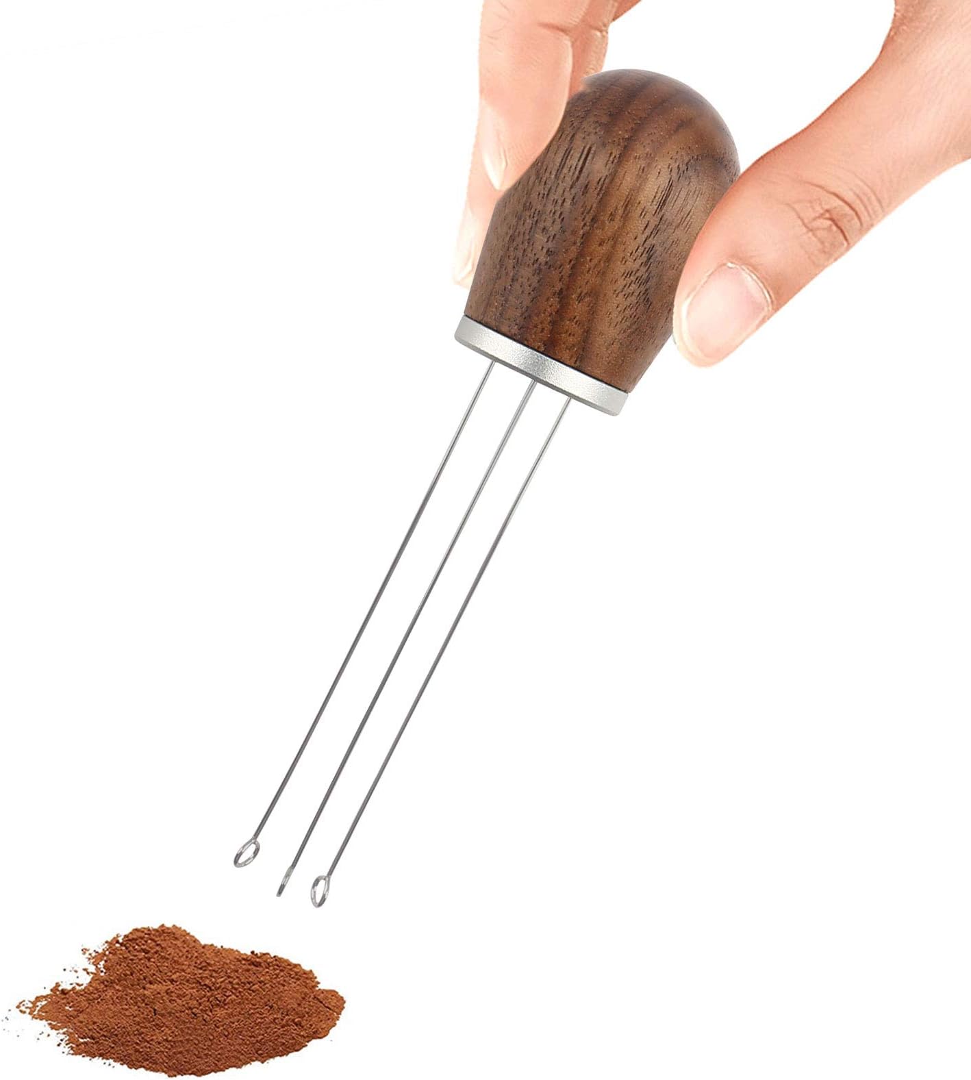 F FINECEspresso Coffee Stirrer WDT Tool Coffee Distribution Tool Needle Professional Espresso Stirring Distribution Coffee Powder Hand Tamper Distributor Walnut