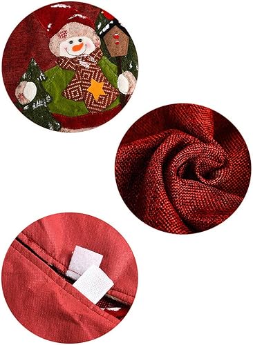 Abbie Home Falda de árbol de Navidad de arpillera de 48 pulgadas, bordado de lentejuelas de nieve con decoración de borde beige, falda de árbol