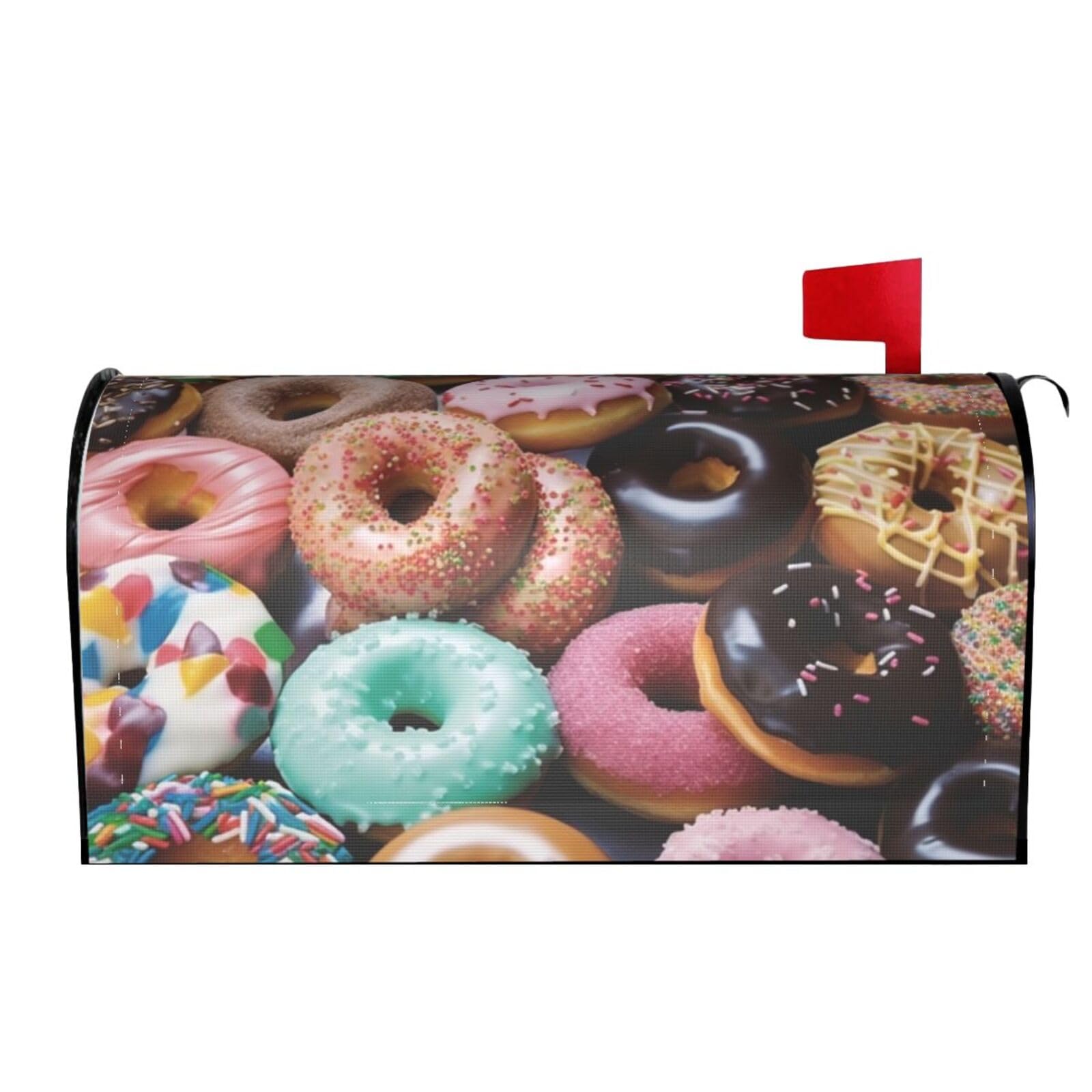 Spring Summer Mailbox Covers Magnetic Letter Post Box Cover Donuts Mailbox Wrap Decoration Mailbox Post Cover for Garden Yard Outside Welcome Decor 21x18 in