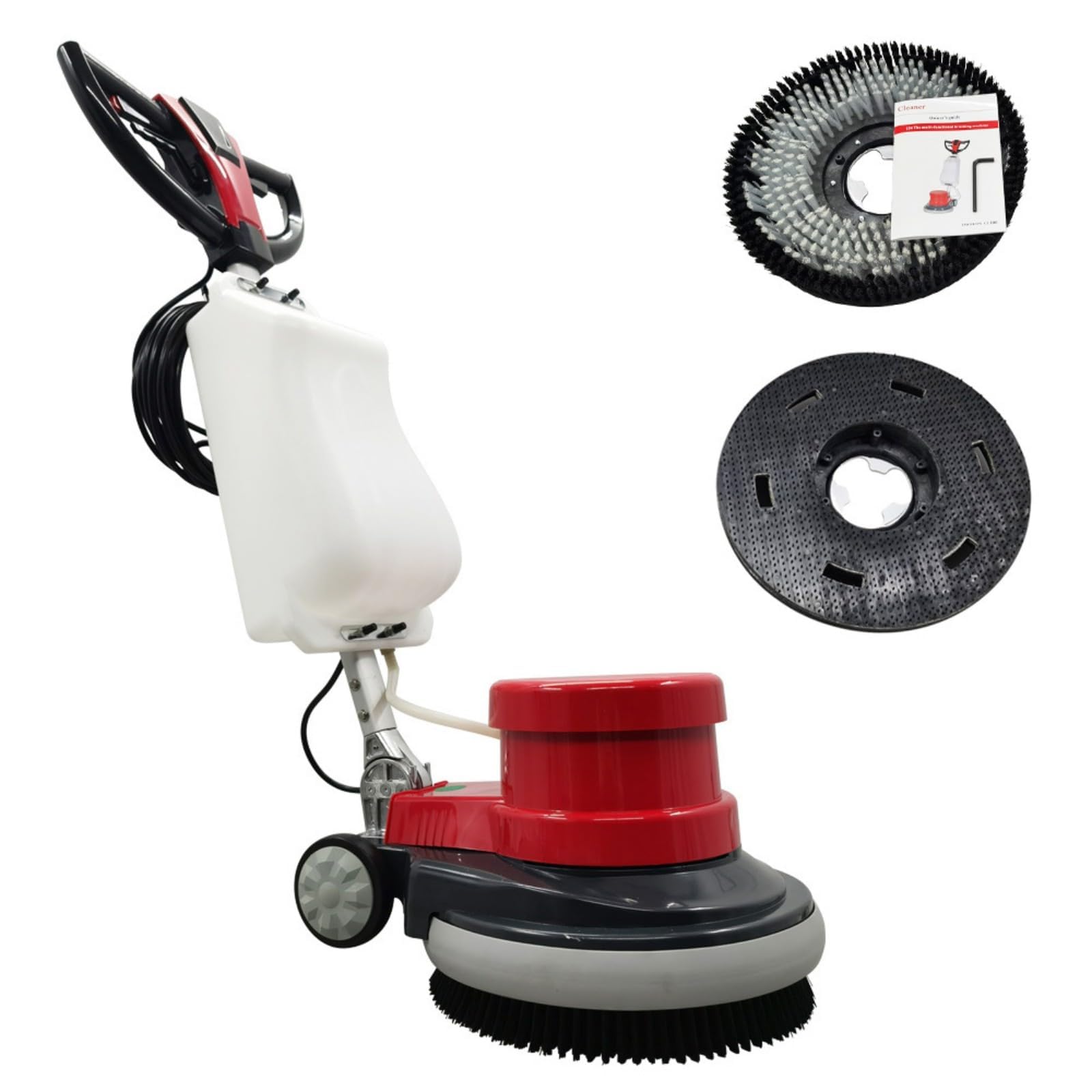 110V Floor Cleaning Machine, 17" Heavy Duty Multi-functional Floor Scrubber, Commercial and Industrial Scrubber Machine Red