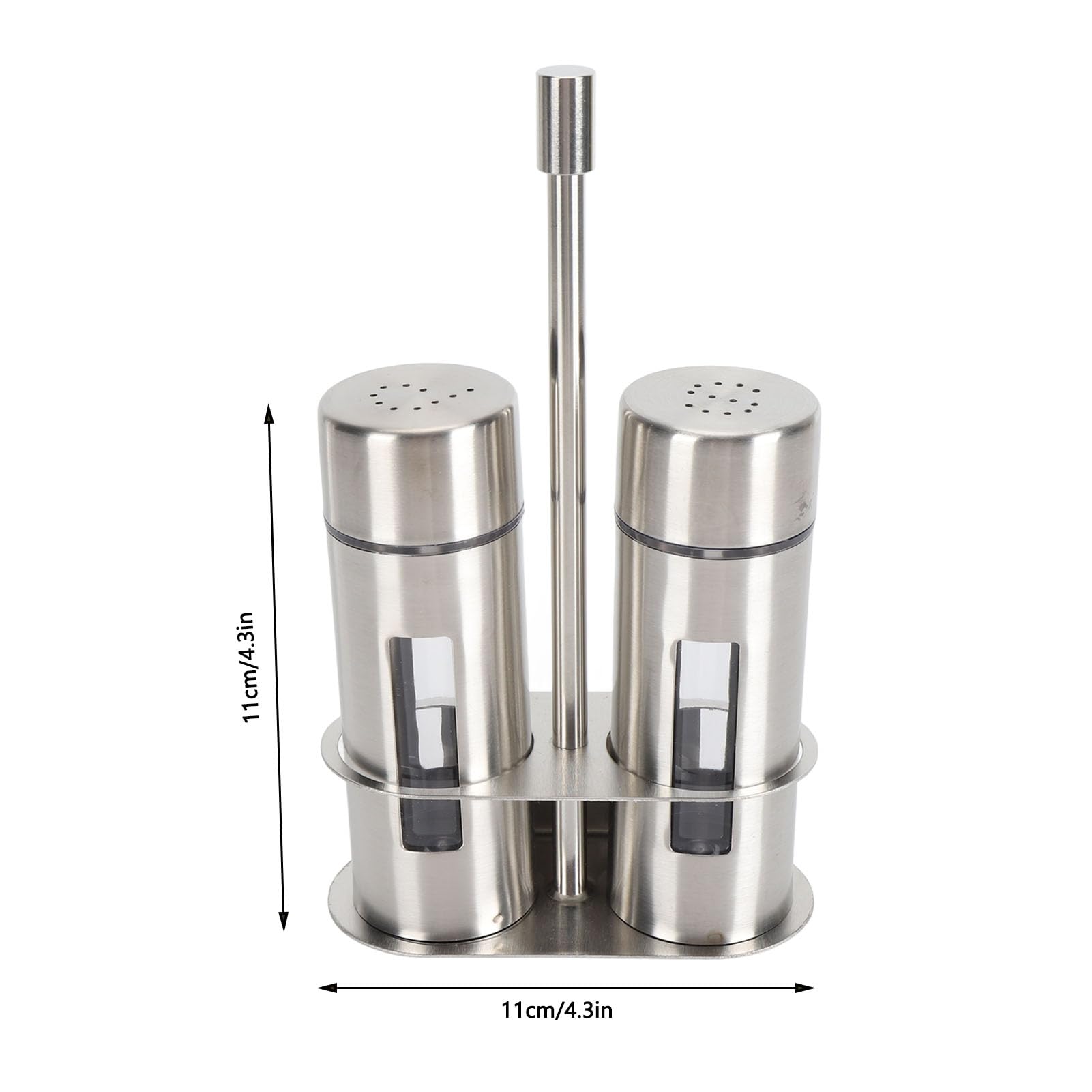 Set Da 2 Contenitori Per Sale E Pepe In Acciaio Inox 304 Con Coperchio Forato E Manico In Silicone, Barattoli Per Spezie E Condimenti, 12,2x6,6 Cm - copertina