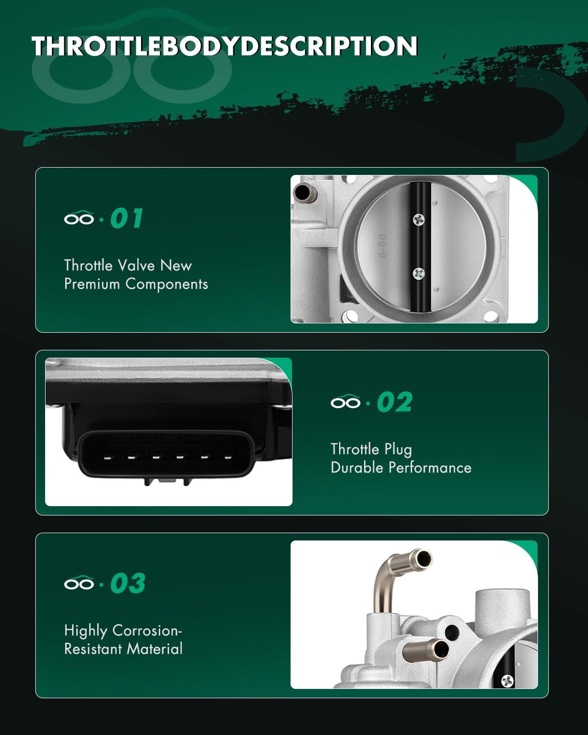 SCITOO Throttle body 161193TA0A Automotive throttle Fit for for Nissan for Altima 2.5l 13-18, for Nissan for Frontier 2.5l 05-19, for Nissan for Rogue 2.5l 14-19, for Suzuki for Equator 2.5l 09-12