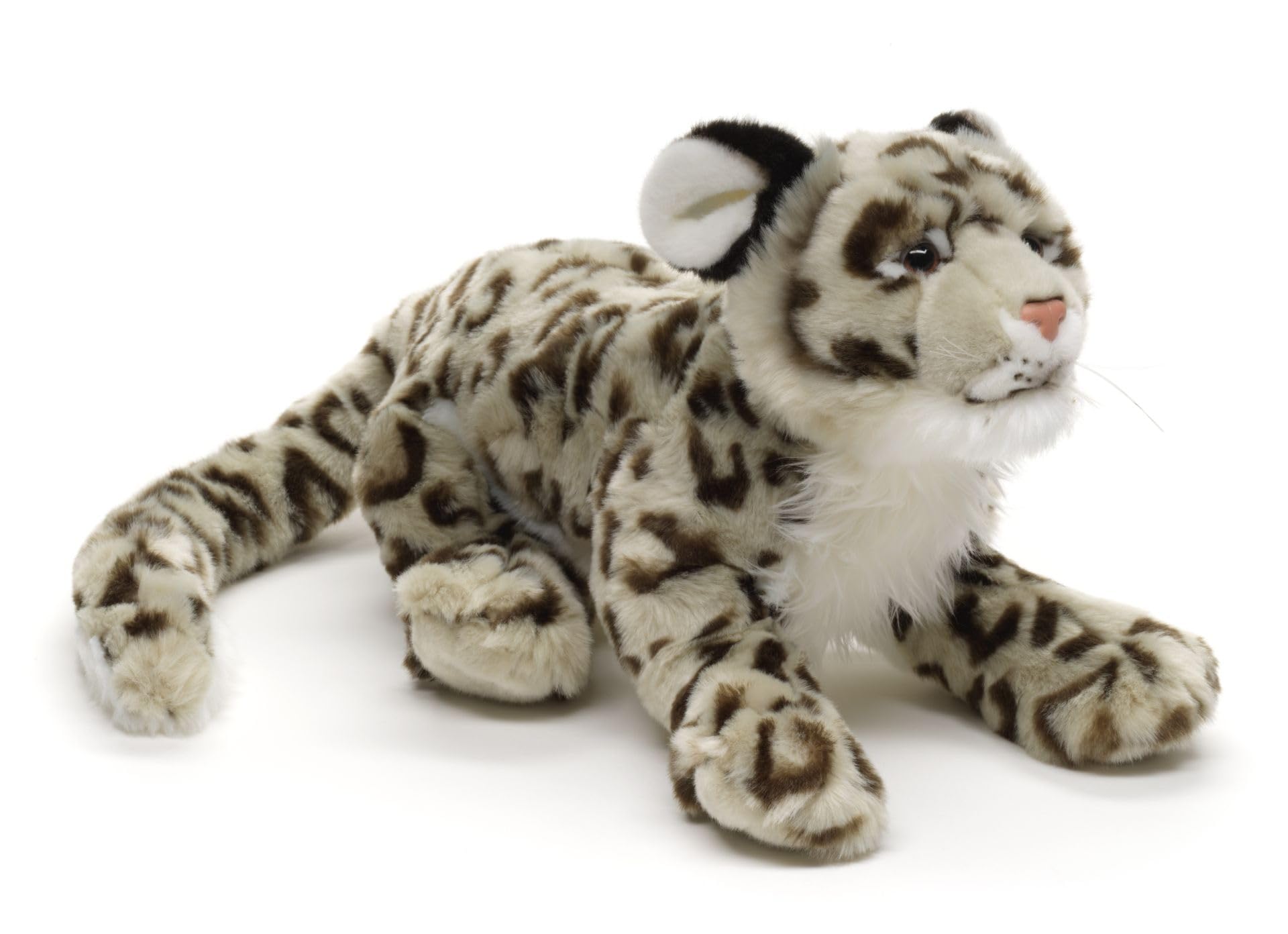 Teddys Rothenburg Pluszak lampart śnieżny leżący 40 cm szary/brązowy pluszak materiałowy leopard