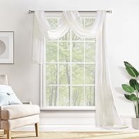 Vista 25 de MIULEE Cortina Scarf Transparente para Ventana Cenefa Extra Larga Superior Terracota Elegantes Cortinas Swag de Lujo Tela Drapeada para Arco de Boda