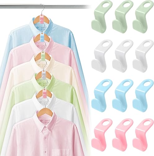 50 ganchos para colgar ropa que ahorran espacio, organizadores de plástico para armarios y extensor de almacenamiento para conexión de perchas