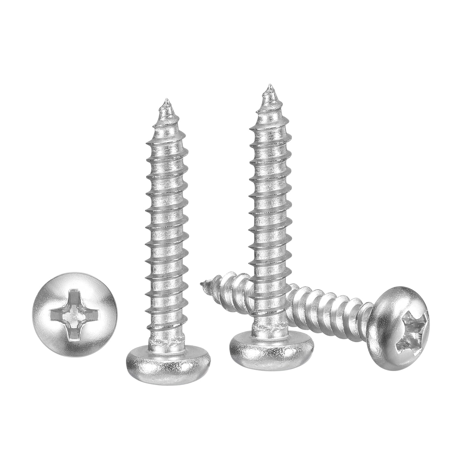 METALLIXITY Phillips Pan Head Self Tapping Screws(M3x20) 50Pcs, 304 Stainless Steel Self Drilling Screw for Metal Wood Plastic, for Cabinet Wall Shutter Plate Rock Furniture, Silver Tone โ image 1