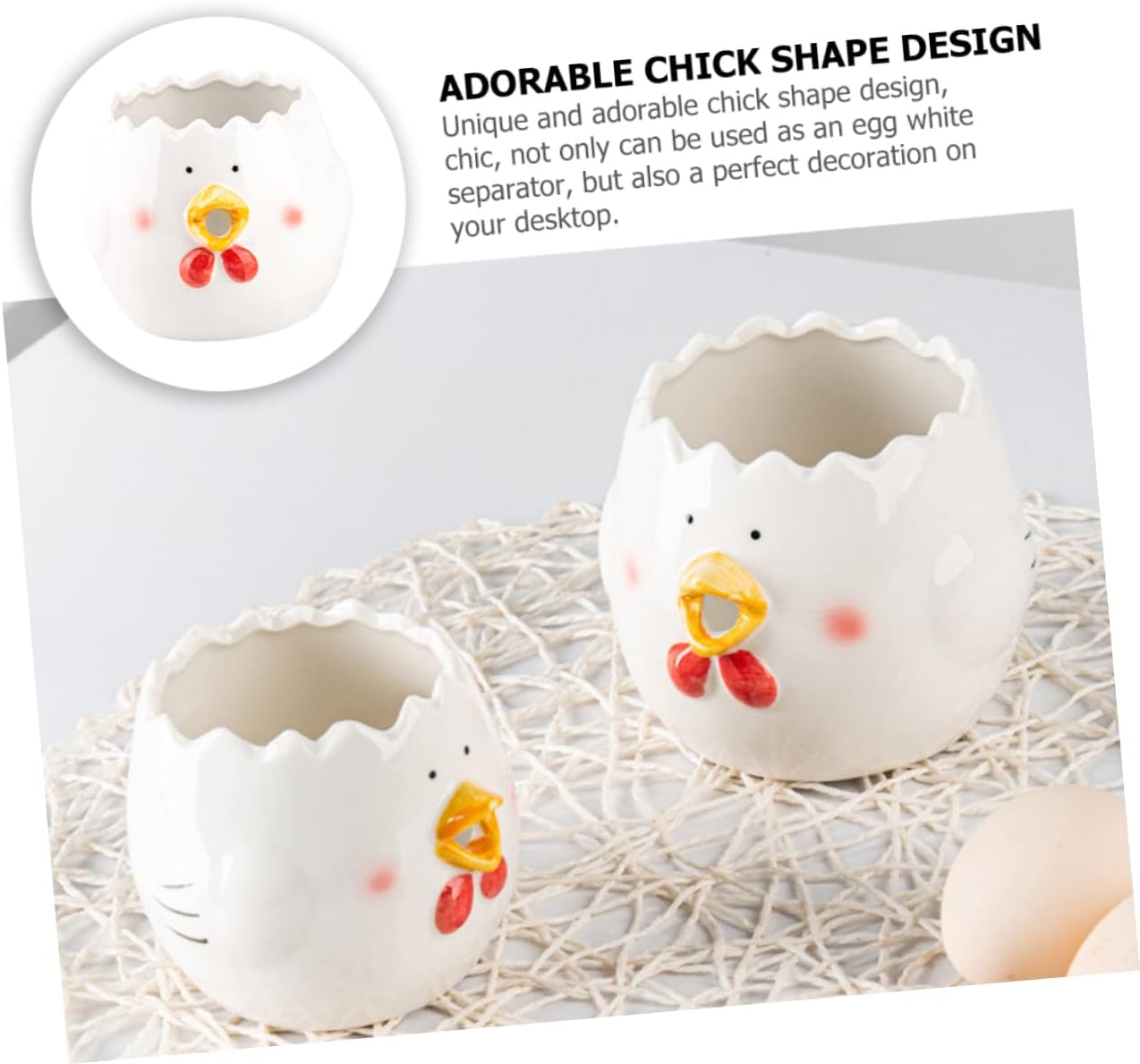 Ciieeo Ceramic Egg Separator Cute Chick Design for Yolk and White Separation Reusable Kitchen Tool for Cooking and Baking for Home Chefs