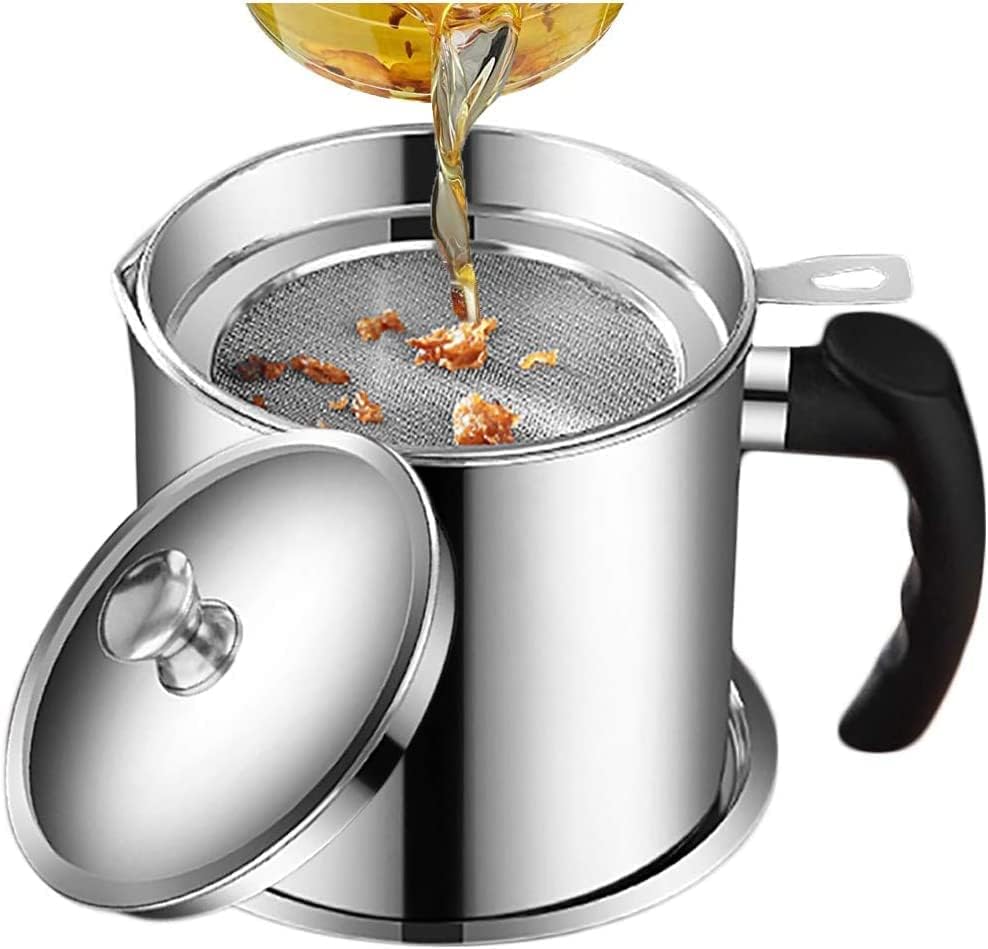 Niralasa Modular Kitchen Oil Filter Stainless Steel Household Pot With Lid - Fat Separator for Cooking Residue (Best Health Shaver) 1.5L