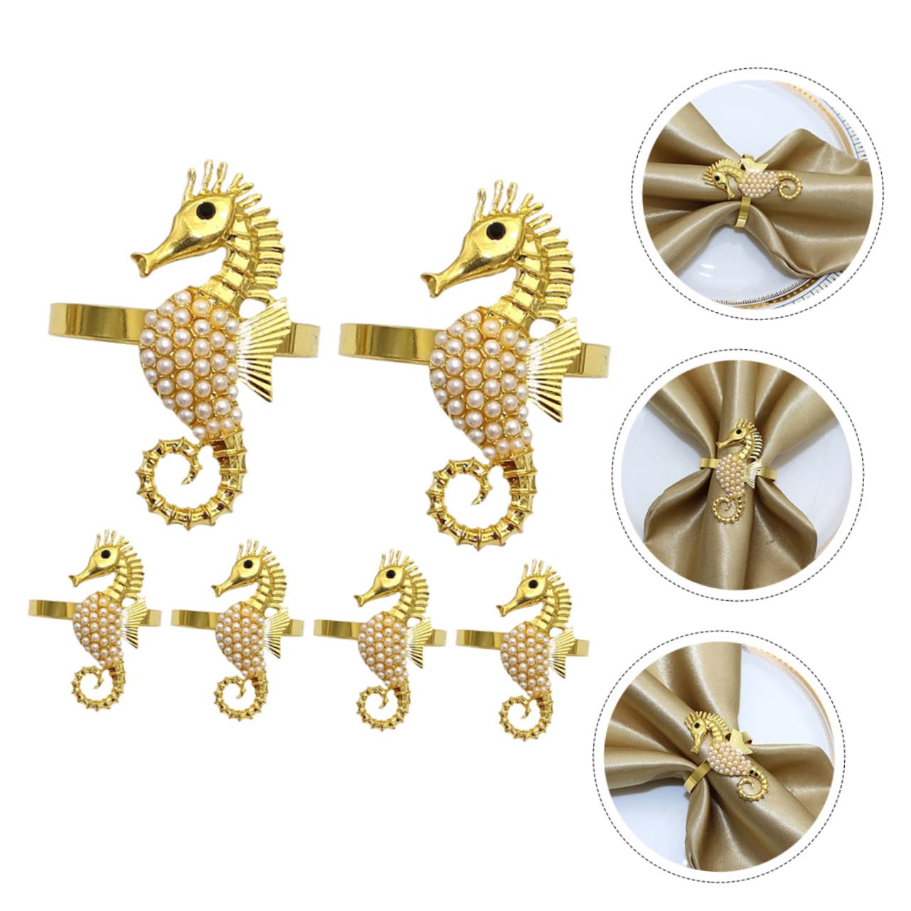 GLEAVI 12 Set Portatovagliolo Decorativi Con Perle Per Decorare E Ristoranti E Feste 6 Pezzi * 12