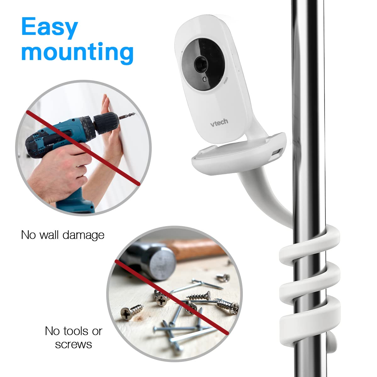 TIUIHU Baby Monitor Twist Mount Stand for VTech VM3250 Video Baby Monitor,Flexible Baby Camera Mount,No Drilling Required - Image 4