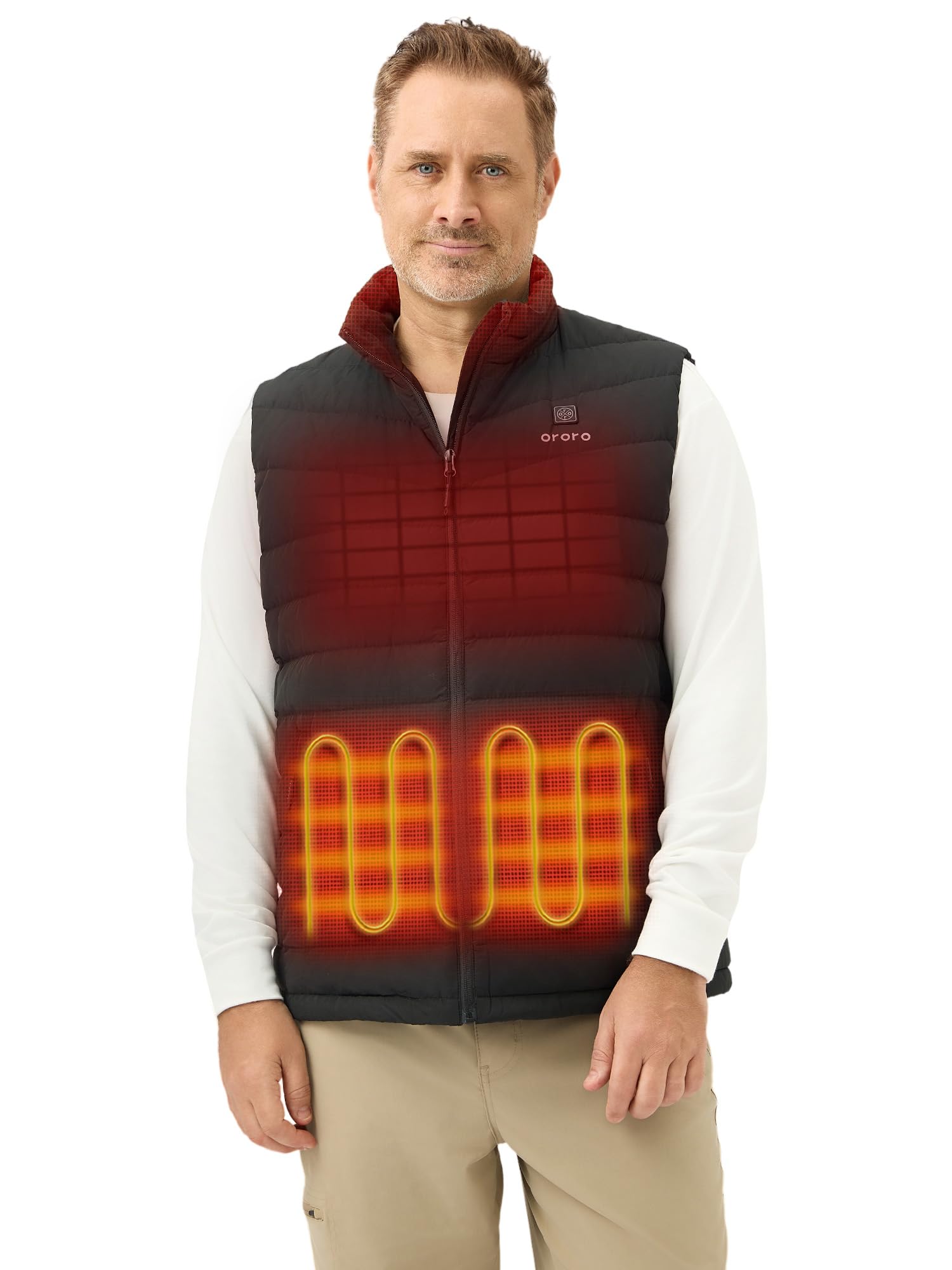OROROMen's Heated Down Vest with USB-C Rechargeable Battery, Lightweight Heated Vest with 800 Fill Down