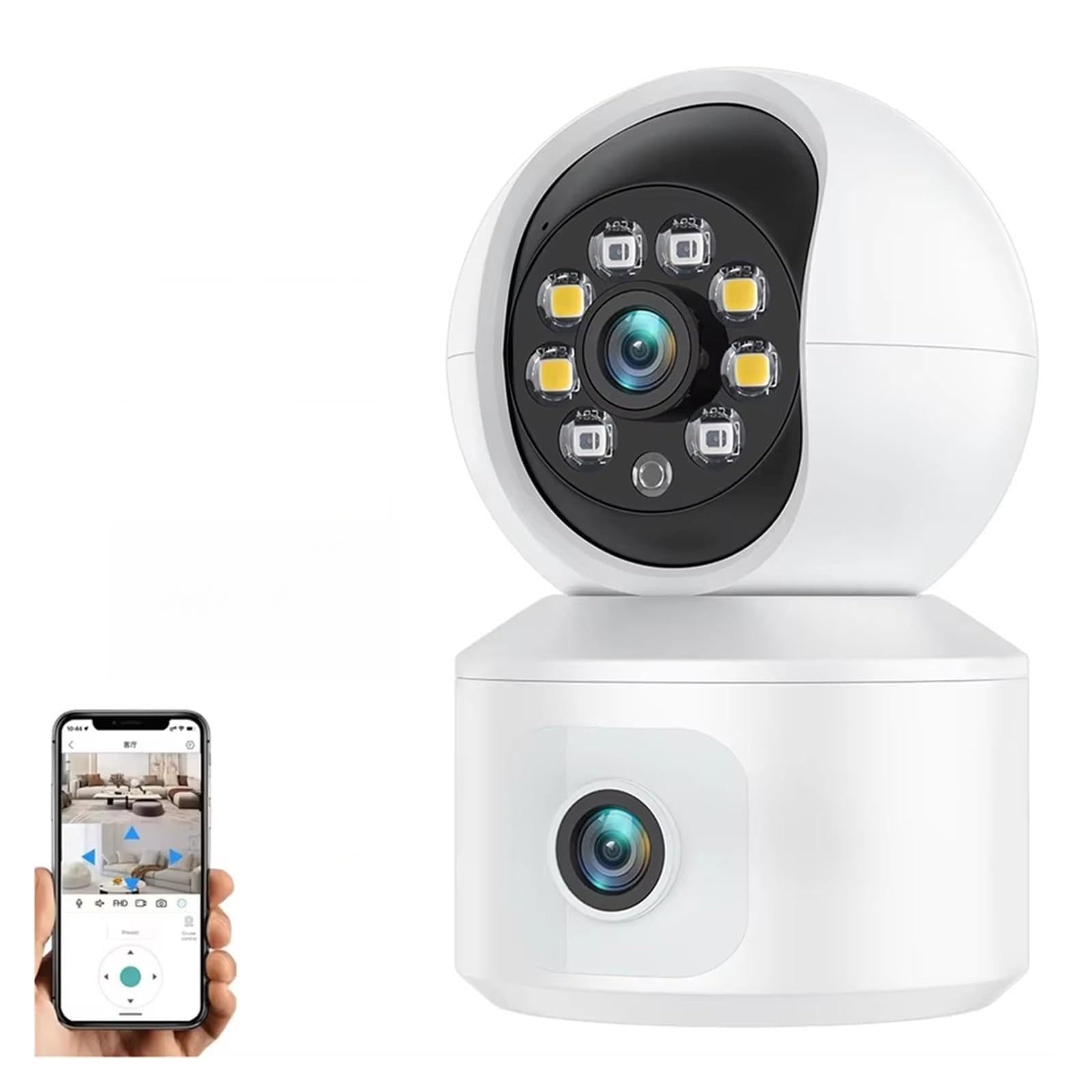 NCAEVGXRWJT 6MP WiFi PTZ Home Security Device Dual Lens Dual Screen Auto Tracking Baby Monitor(UK,6MP n 32G Card)
