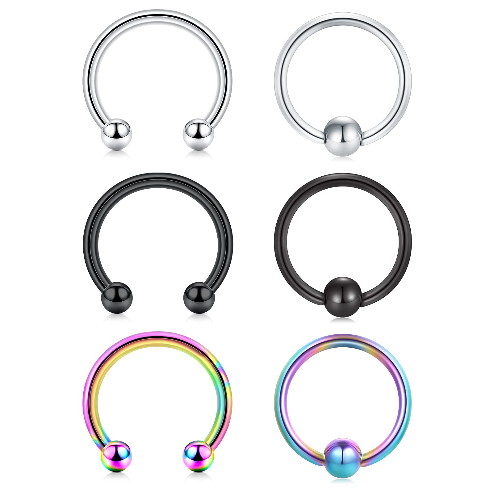 D Bella16g 18g 20g Horseshoe Septum Rings Surgical Steel Nose