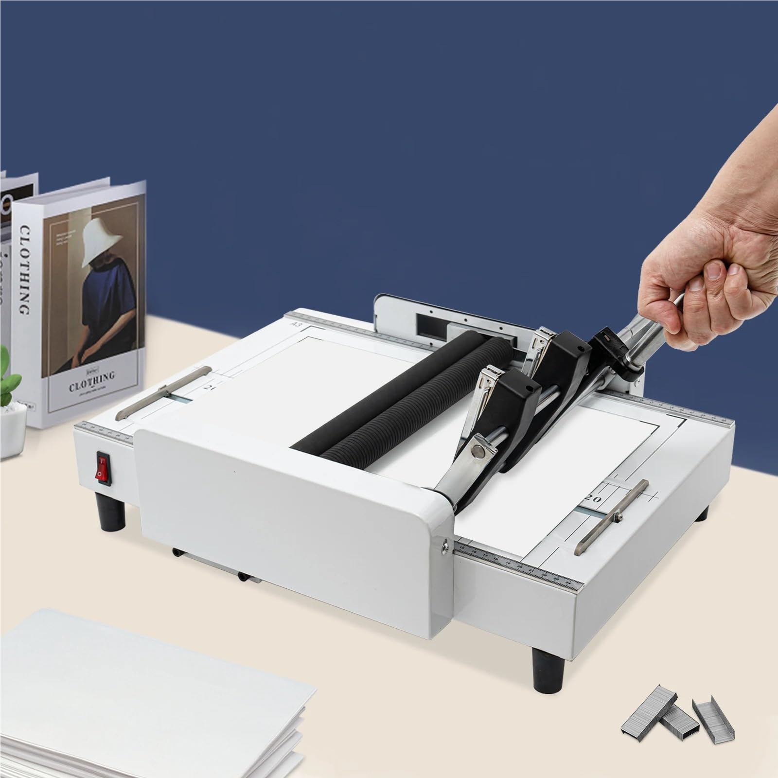 Piegatrice for carta da 60 W, macchina for opuscoli A3, rilegatrice e piegatrice con pannello visibile 5,83 * 8,27 pollici-11,69 * 16,54 pollici Compatto ed efficiente