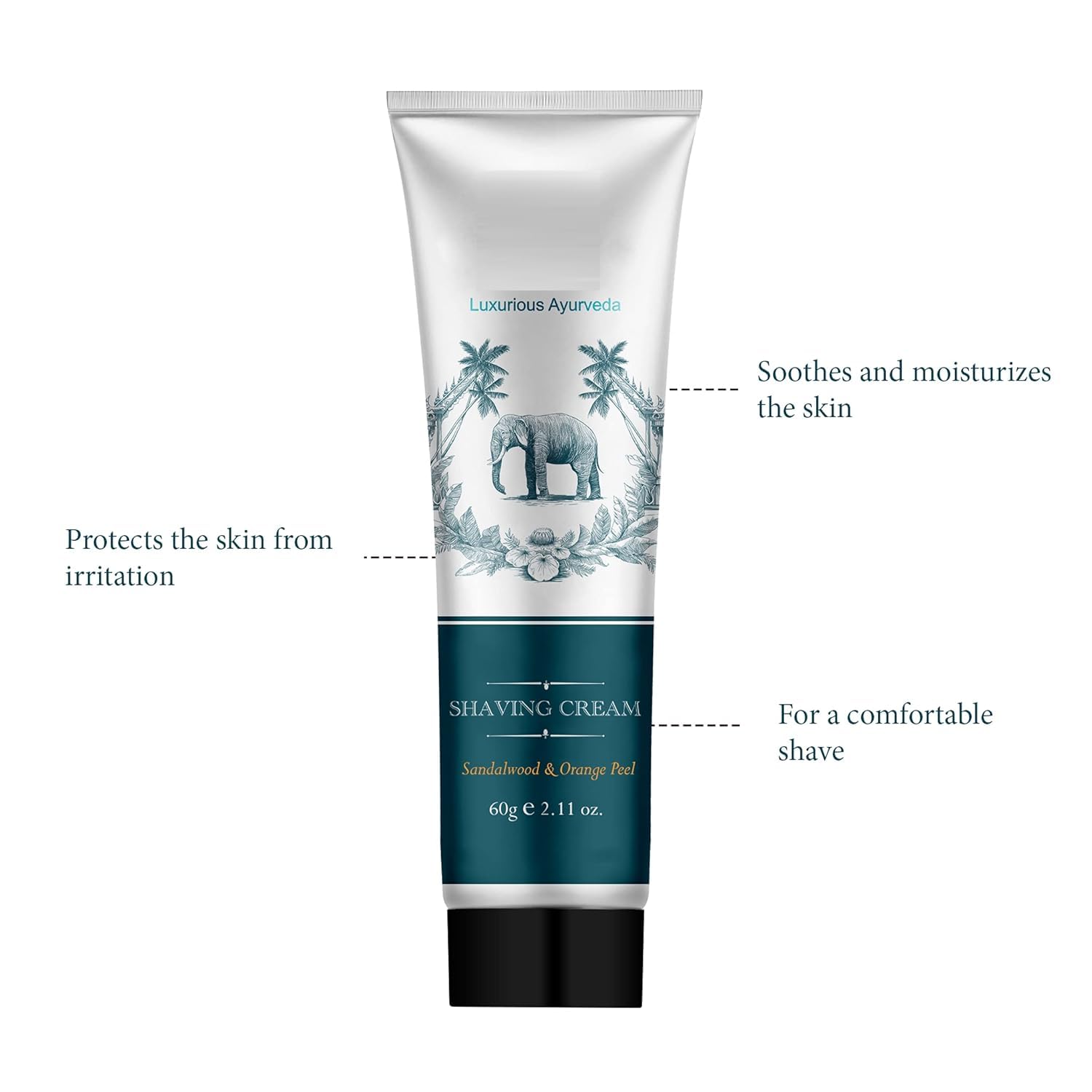 aj Sandalwood & Orange Peel Shaving Cream for Men | Ayurvedic and Natural | 60 g