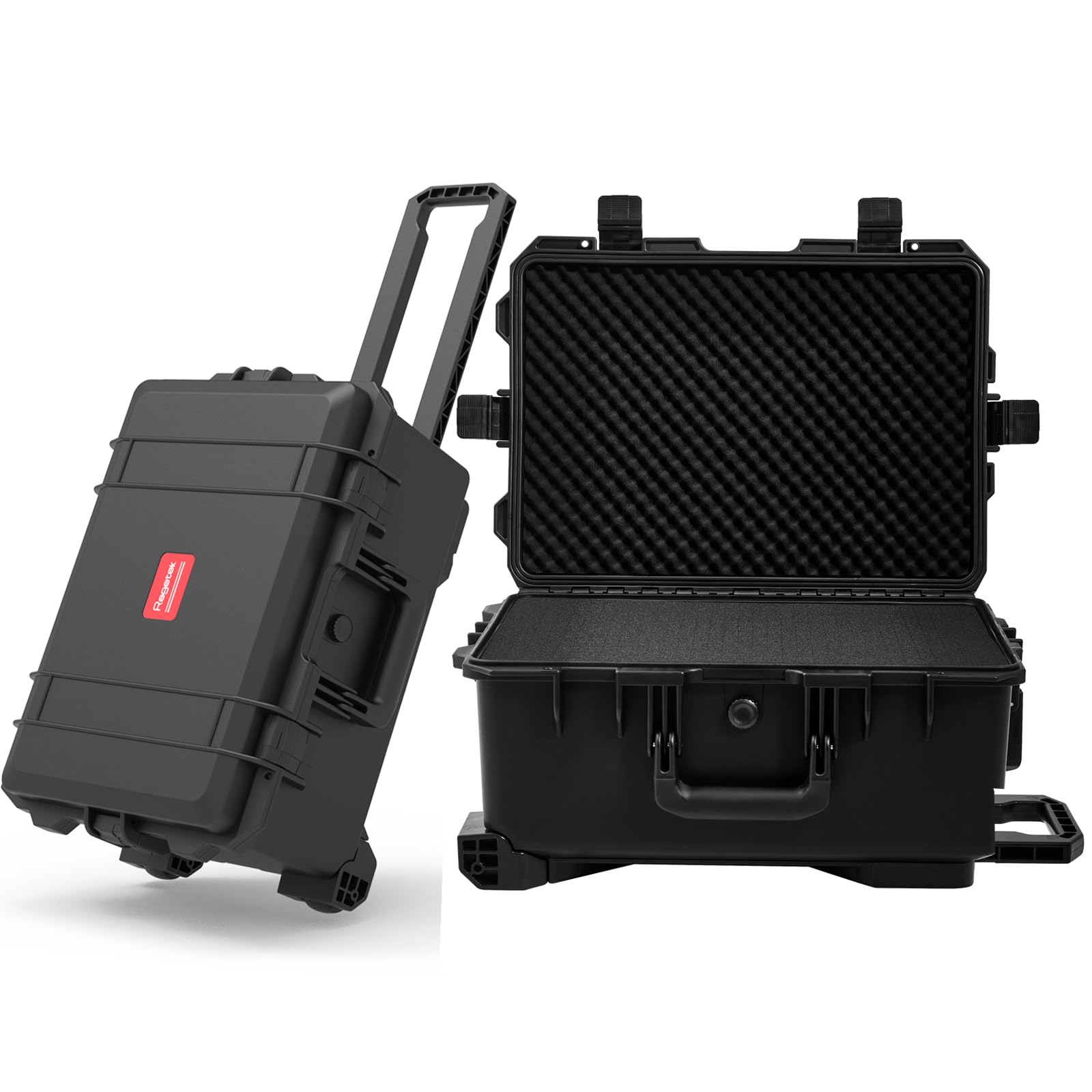 Regetek Waterproof Hard Case, 23 x 17 x 11.5 Inch, Rolling Case with Wheels/Customizable Foam, camera, electronic tool, Equipment Travel Storage,