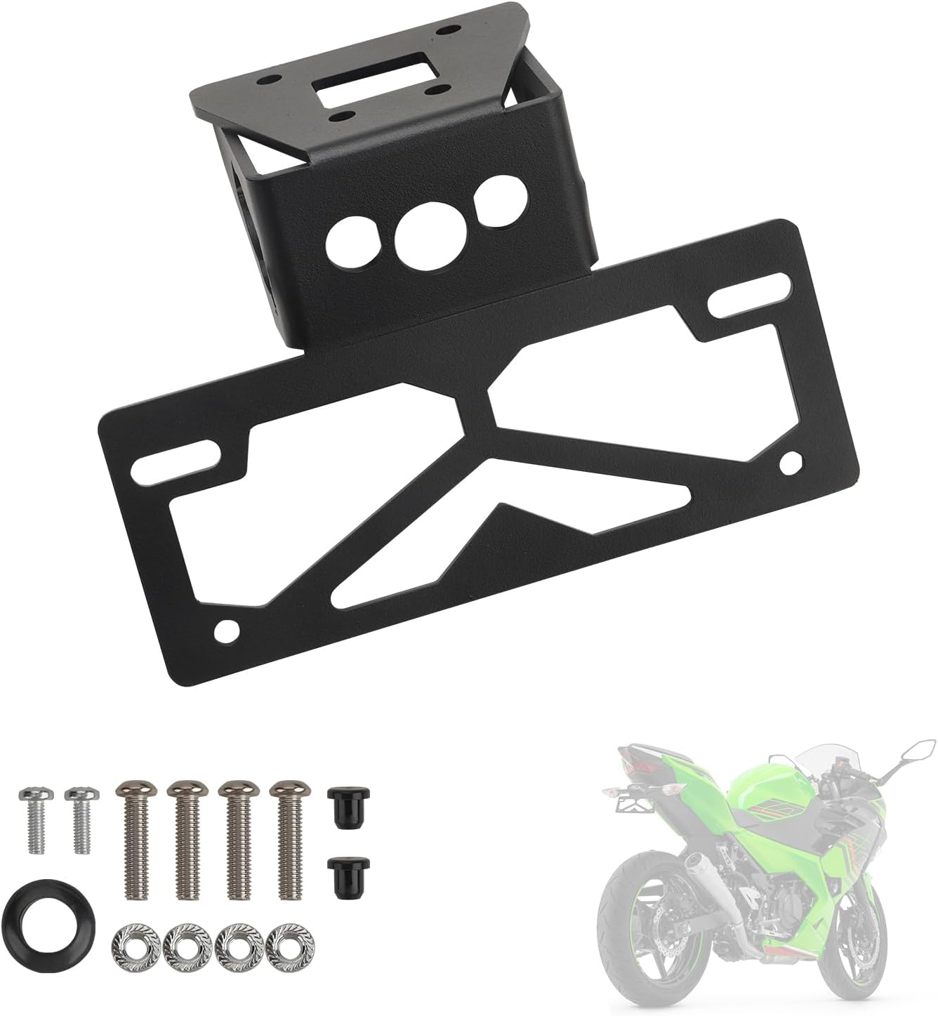 Ninja 500 Fender Eliminator Kit, Tail Tidy License Plate Bracket Holder Motorcycle Fender Eliminator Compatible with Kawasaki Ninja 500 Z500 2024-2025 400 Z400 2018-2023 250 2018-2025