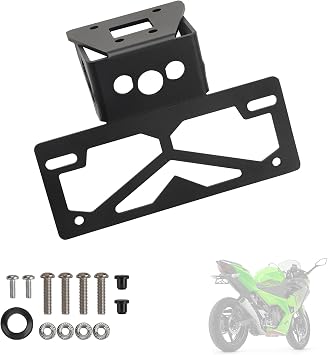 Ninja 500 Fender Eliminator Kit, Tail Tidy License Plate Bracket | Compatible with Kawasaki Ninja 500 Z500 2024-2026 400 Z400 250 2018-2023, Motorcycle Fender Eliminator, License Plate Holder