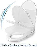 Vista 8 de J-2R Bidé eléctrico inteligente para asiento de inodoro, se adapta a inodoro redondo, agua tibia, asiento de inodoro con bidé calentado, control