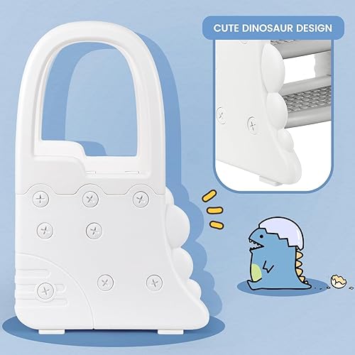 Miniatura 7 de IDEALHOUSE Taburete de 2 escalones para niños, taburete de plástico de 2 escalones para lavabo de baño, entrenamiento para ir al baño, taburete para