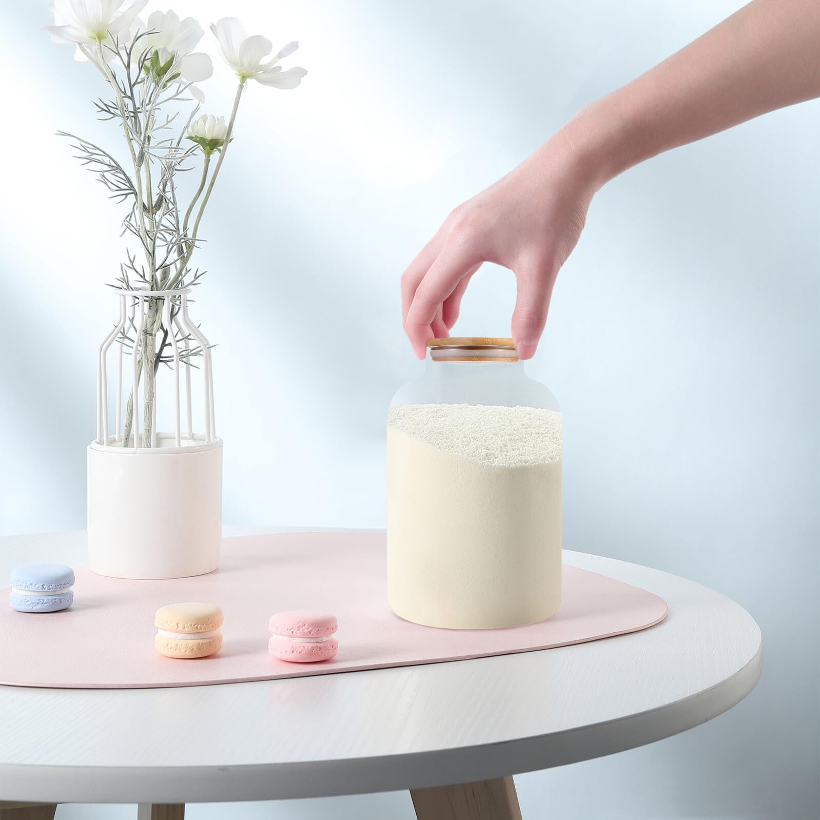 SHINEOFI Hochborosilikat Glas Vorratsglas mit Holzdeckel Luftdicht Langlebig für Lebensmittel Aufbewahrung Tee Nüsse Snacks Trockenfrüchte