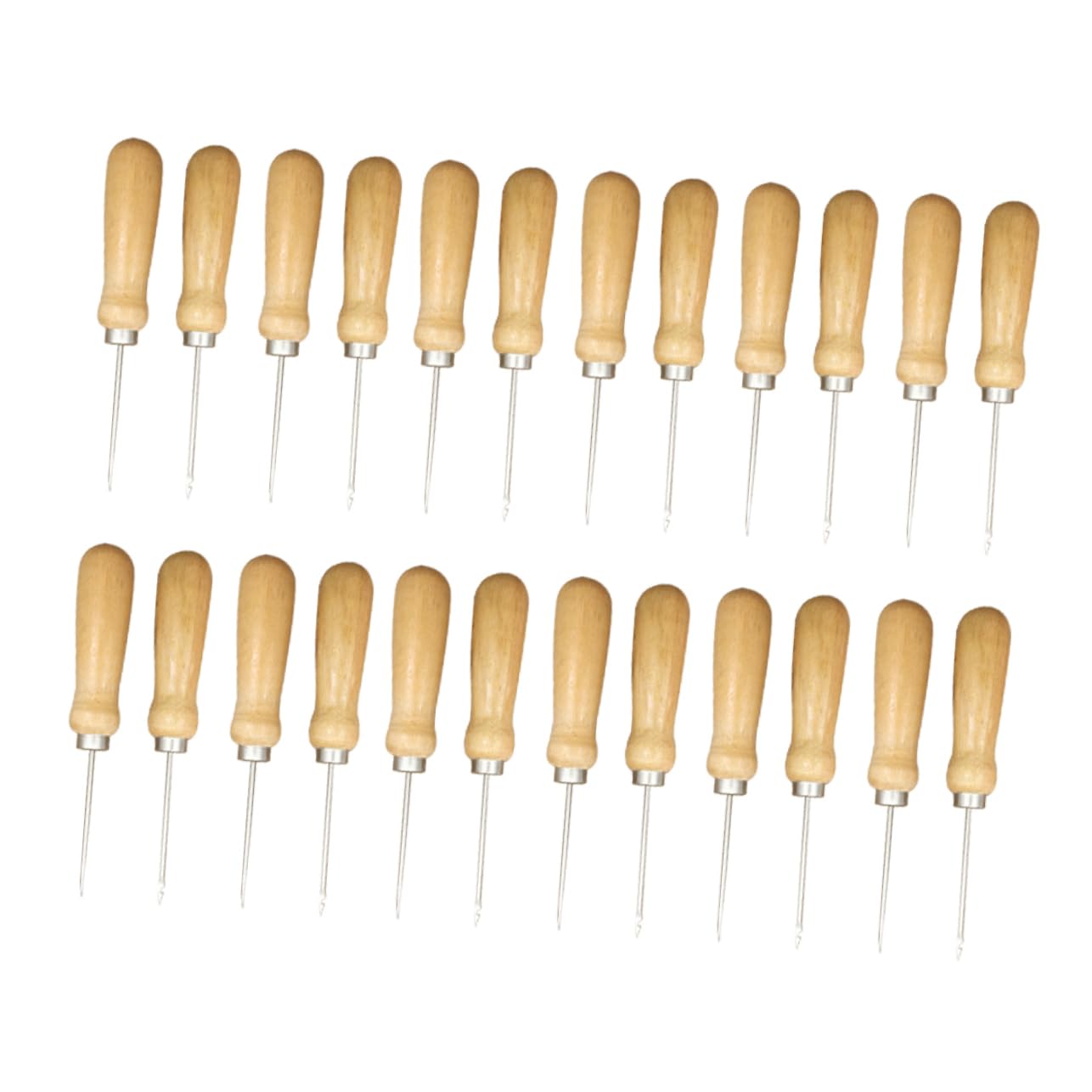 OSALADI Sewing Awl Kit 24pcs Solid Wood Handle Sewing Tools Essential for DIY Projects