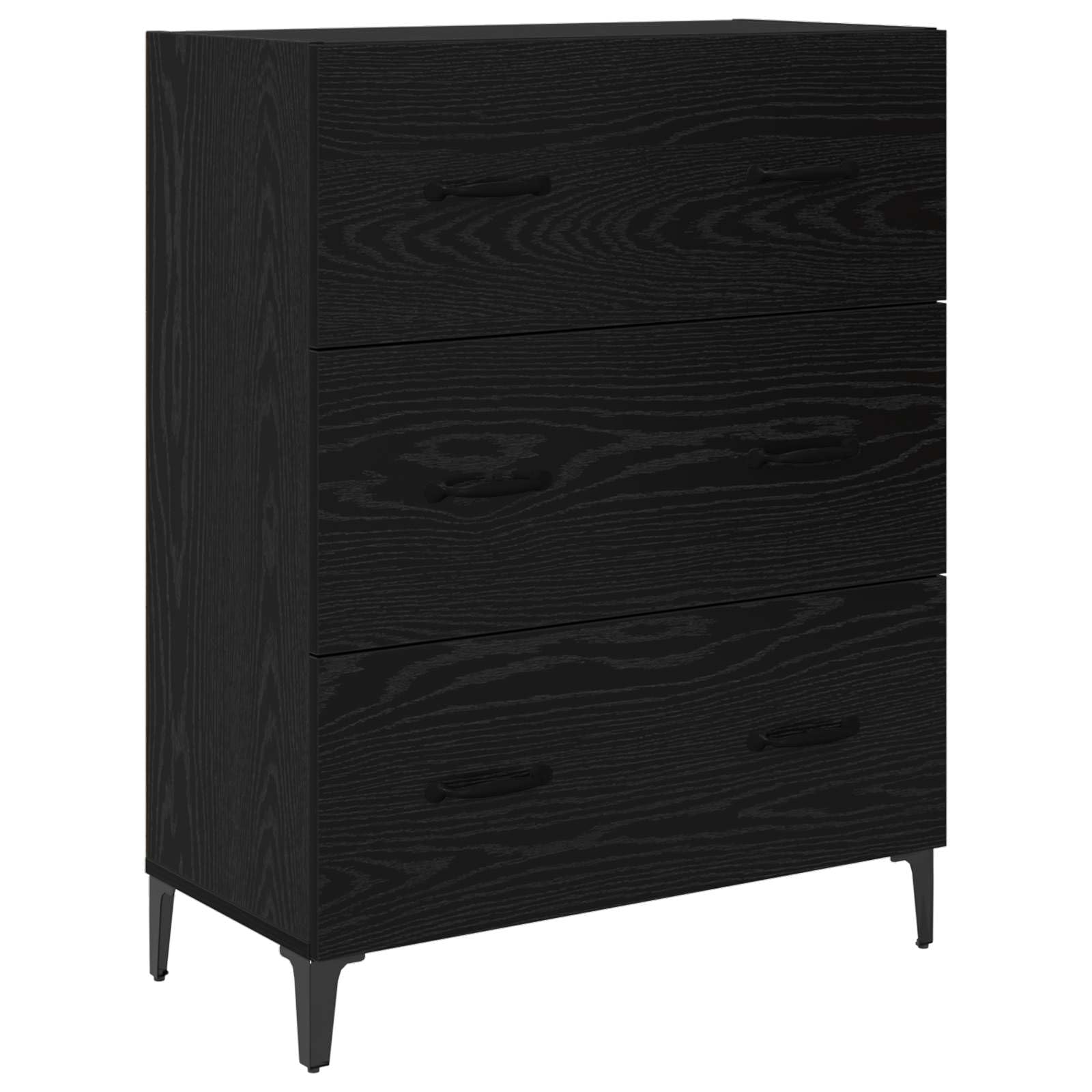 Armario alto negro con aspecto de roble - 69,5 x 34 x 180 cm - Montaje en pared con cajón y puerta - Armario de cocina moderno y armario de salón para pasillo, comedor u oficina