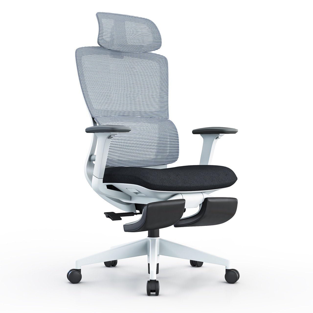 SEG Ergonomischer Bürostuhl mit Liegefunktion – Verstellbare Rückenlehne bis 135°, Höhenverstellbar, Drehstuhl mit Fußstütze, Bequemer Schreibtischstuhl für Home Office & Gaming
