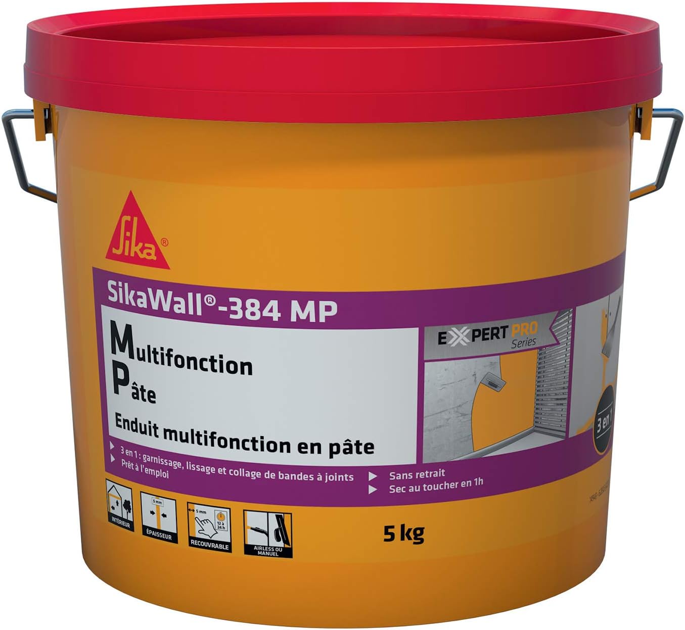 Sika Wall-384 MP, White, 3 in 1 Multi-Purpose Paste Sealant for Filling, Smoothing, Grouting Tape 5 kg