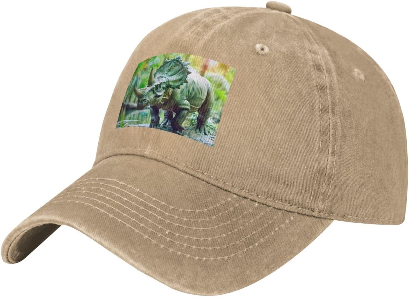 Black Cowboy Baseball Cap Bicorn Dinosaur Printed Adjustable Cotton Hat for Men & Women, Breathable & Stylish