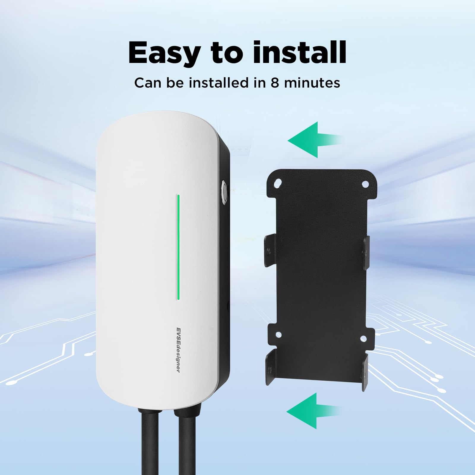 Wallbox 7,4kW Stazione di ricarica domestica di tipo 2 per veicoli elettrici Monofase Cavo da 6M Uso esterno e interno