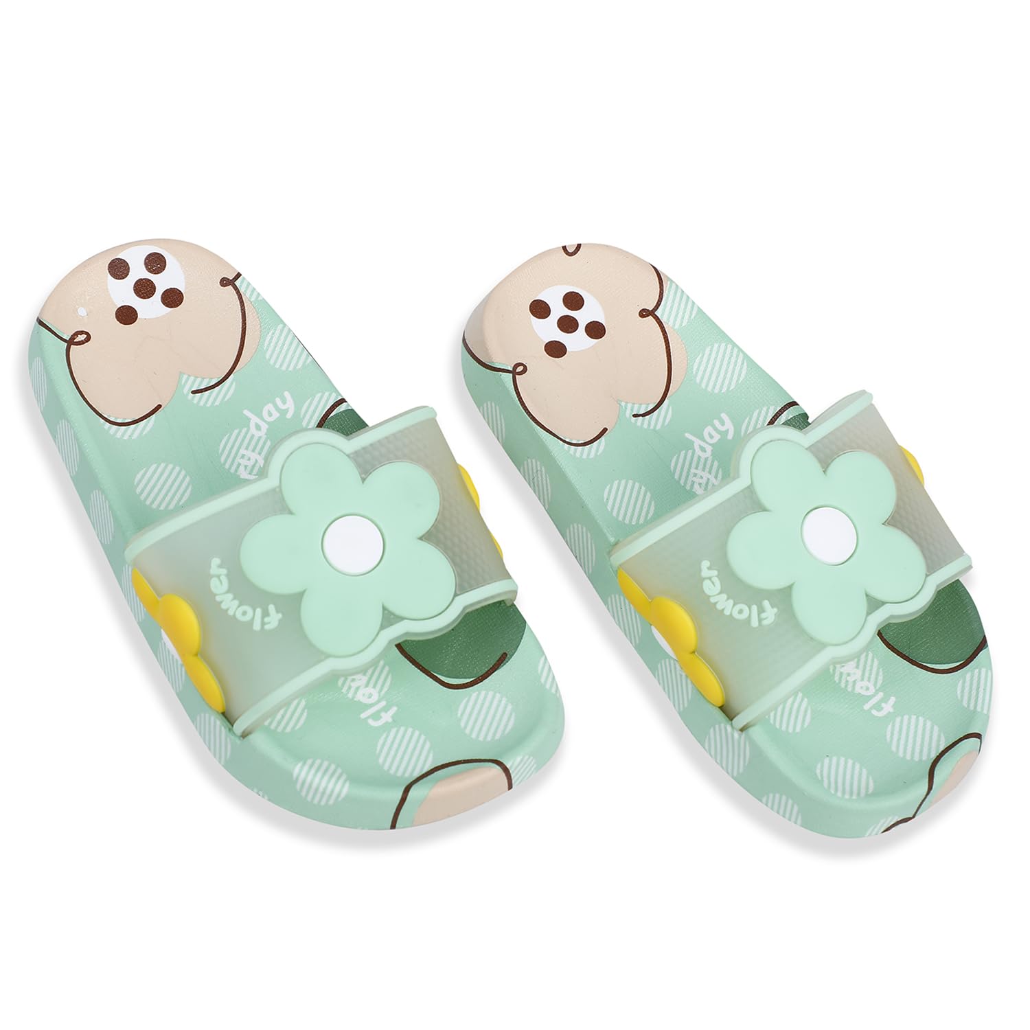 BabyMoo Waterproof Soft Slippers Anti-Skid Floral 3D Sliders Soft Comfortable Indoor & Outdoor Slippers Casual Wear Stylish Flip Flop Slides Girls Green Age 5-6 Years (B0D9YMQM8T) Amazon Price History, Amazon Price Tracker