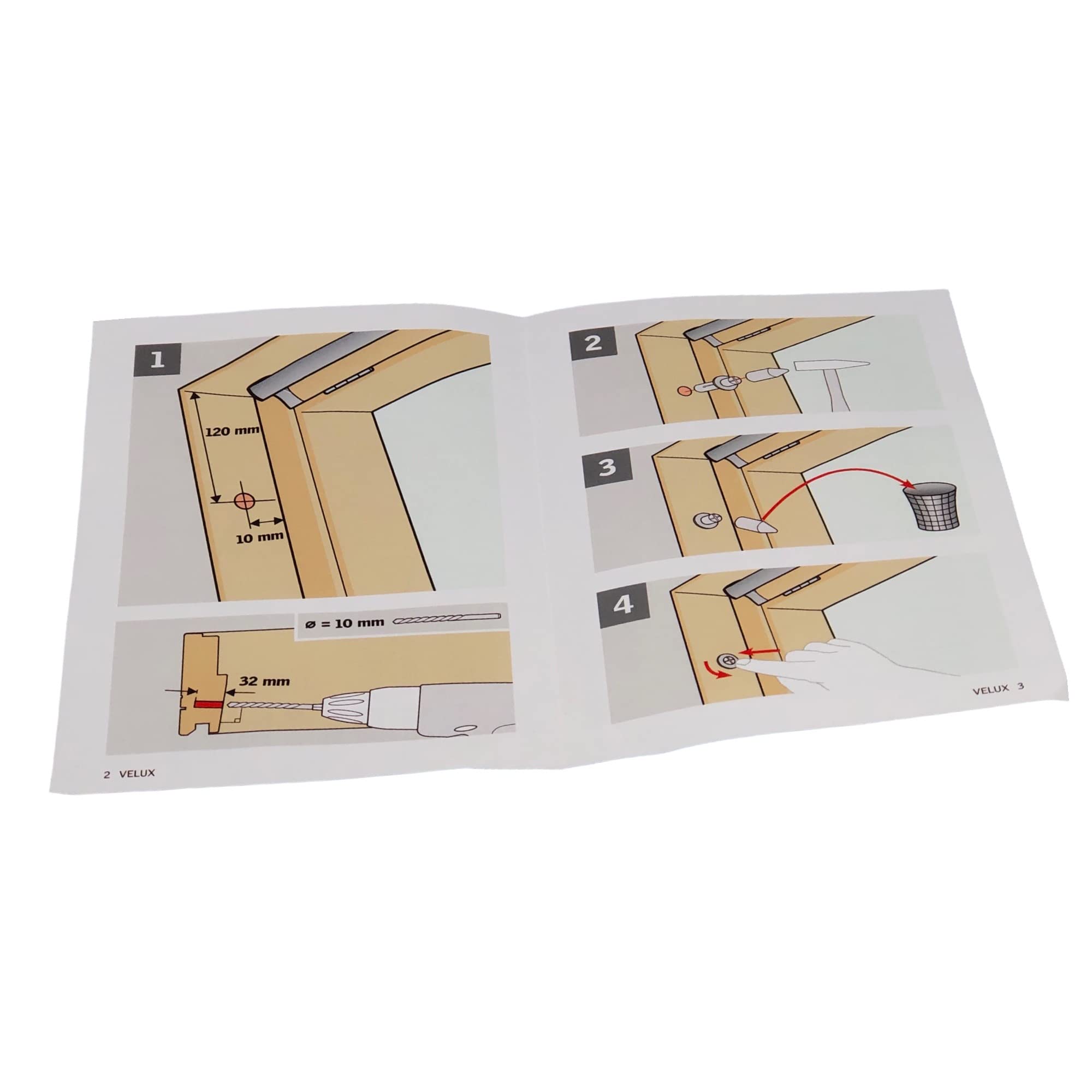 VELUX Okno dachowe zabezpieczenie przed dziećmi – części zamienne do okien dachowych – blokada okna uchylnego – blokada okna od wewnątrz wraz z długopisem i narzędziem do oznaczania