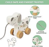 Vista 3 de Baby Toys Car,Wooden Pull Along Toddler Toy, Developmental Toy for 1 Year Old Girl Boy Birthday Gift (Dog)