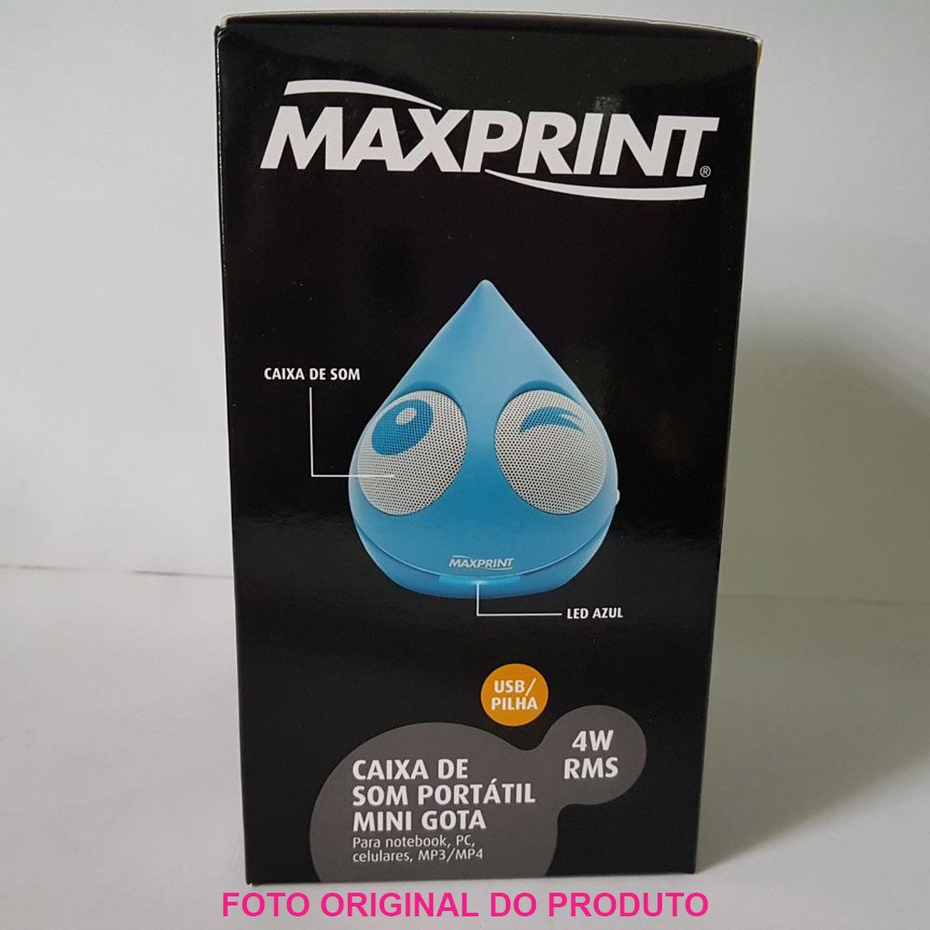 Caixa De Som Mini Gota Azul 4w Rms Usb Portatil - Maxprint
