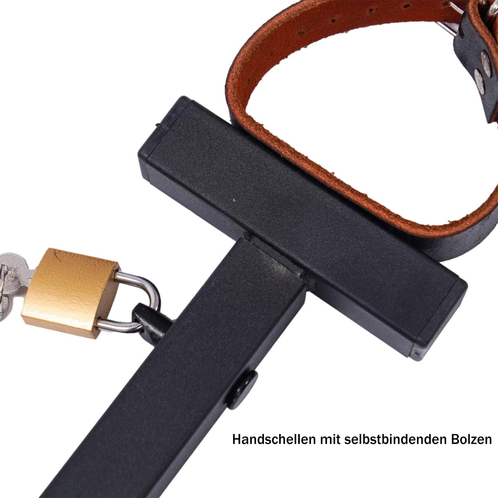 Fesseln Fesselstange mit Handfesseln und Halsfessel SM Bondage Rindsleder Handschellen Kragen Kohlenstoffstahll Spreizstange Einstellbar Bondageset Fetisch Sexspielzeug für Paare